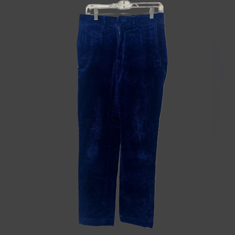 Ralph Lauren rugby pants in navy blue corduroy, waist size 28 and length 32